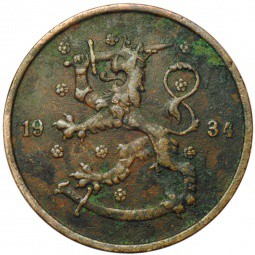 Монета 5 пенни 1934 Финляндия