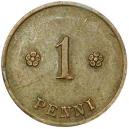 Монета 1 пенни 1921 Финляндия