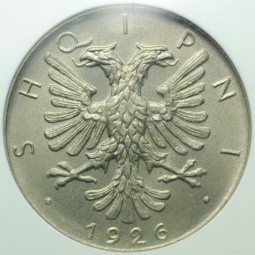 Монета 1/2 лека 1926 Албания