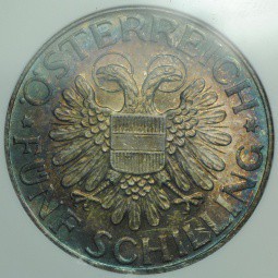 Монета 5 шиллингов 1935 Мадонна Марицелльская Австрия