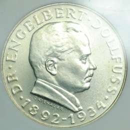 Монета 2 шиллинга 1934 Смерть канцлера Энгельберта Дольфуса Австрия