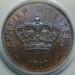 Монета 2 лепты 1900 Крит