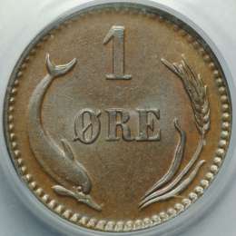 Монета 1 эре 1891 CS Дания