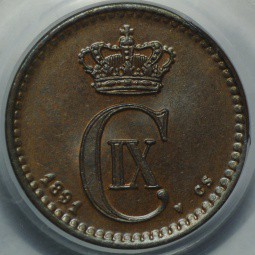 Монета 1 эре 1891 CS Дания