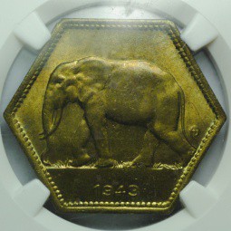 Монета 2 франка 1943 Бельгийское Конго