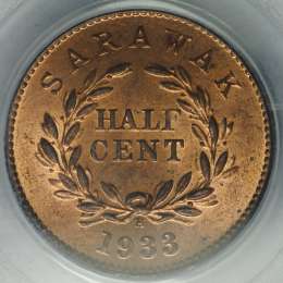 Монета 1/2 цента 1933 H Саравак Малайзия