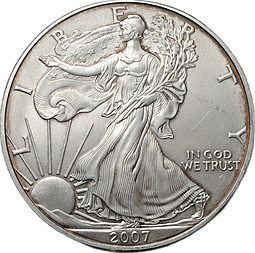 Монета 1 доллар 2007 США Шагающая свобода