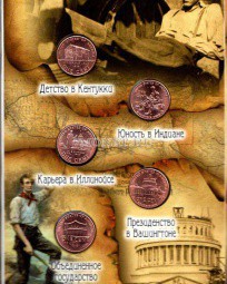 Набор 1 цент 2009-2010 США «200 лет со дня рождения Линкольна» 5 монет в альбоме