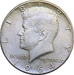 Монета 50 центов 1964 Кеннеди США