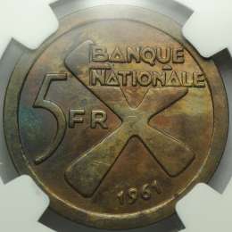 Монета 5 франков 1961 Катанга
