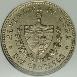Монета 2 сентаво 1915 Куба