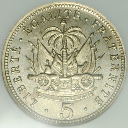 Монета 5 центов 1905 Гаити