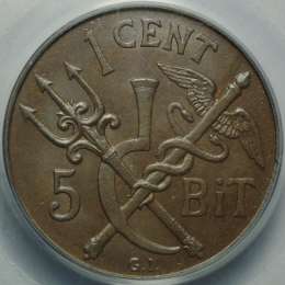 Монета 1 цент 1905 PJ Западная Индия