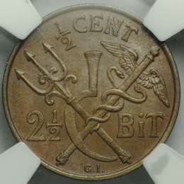 Монета 1/2 цента 1905 Западная Индия