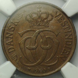 Монета 1/2 цента 1905 Западная Индия
