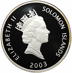 Монета 25 долларов 2003 De Havilian Comet История Авиации Соломоновы Острова