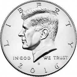 Монета 50 центов 2016 D США Кеннеди