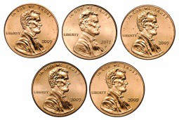 Набор 1 цент 2009-2014 США «200 лет со дня рождения Линкольна» 5 монет