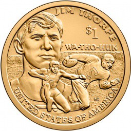 Монета 1 доллар 2018 P США Коренные Американцы Джим Торп Уа-То-Хак