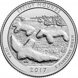 Монета 25 центов 2017 P США Эффиджи-Маундз 36-й парк
