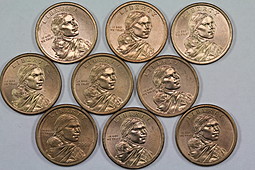 Комплект 1 доллар 2000, 2009-2017 США Сакагавея индианка 9 монет