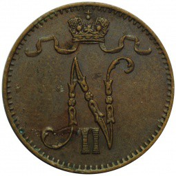 Монета 1 пенни 1895 Русская Финляндия