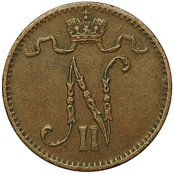 Монета 1 пенни 1914 Русская Финляндия