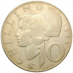 Монета 10 шиллигов 1957 Австрия