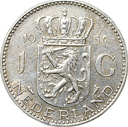 Монета 1 гульден 1954 Нидерланды