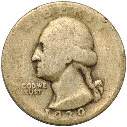Монета Квотер 1939 США