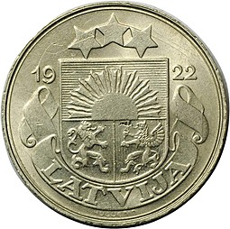 Монета 50 сантимов 1922 Латвия