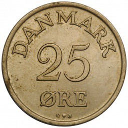 Монета 25 эре 1959 Дания