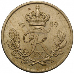 Монета 25 эре 1959 Дания