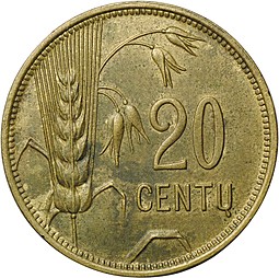 Монета 20 центов 1925 Литва