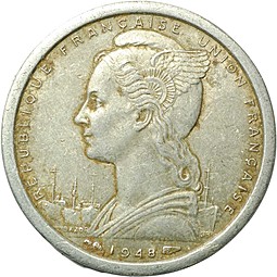 Монета 1 франк 1948 Французская Западная Африка