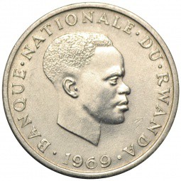 Монета 1 франк 1969 Руанда