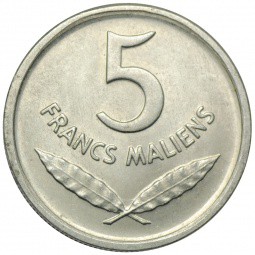 Монета 5 франков 1961 Мали