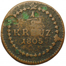 Монета 1/2 крецера 1805 Баден Германия