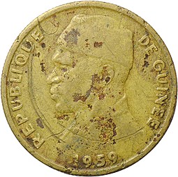 Монета 10 франков 1959 Гвинея
