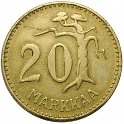Монета 20 марок 1961 Финляндия