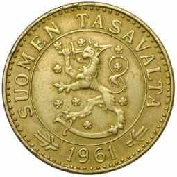 Монета 20 марок 1961 Финляндия