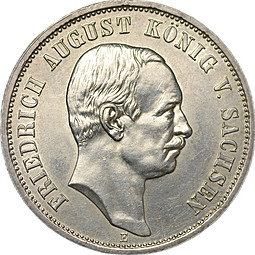 Монета 3 марки 1909 Е Саксония Германия