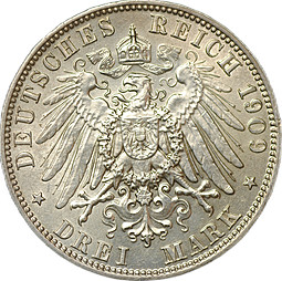 Монета 3 марки 1909 Е Саксония Германия