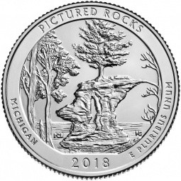 Монета 25 центов 2018 D США Национальны Озёрные побережья 41-й парк