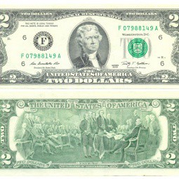 Банкнота 2 доллара 2009 США