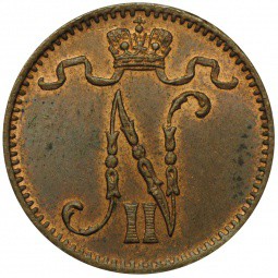 Монета 1 пенни 1912 Русская Финляндия UNC