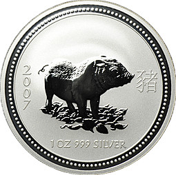 Монета 1 доллар 2007 Год свиньи Лунар Австралия