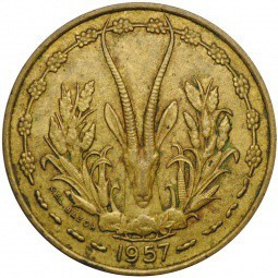Монета 10 франков 1957 Французская Западная Африка