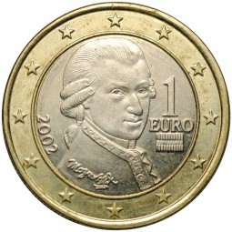 Монета 1 евро 2002 Австрия