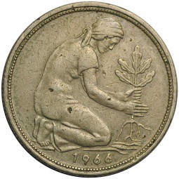 Монета 50 пфеннингов 1966 J ФРГ